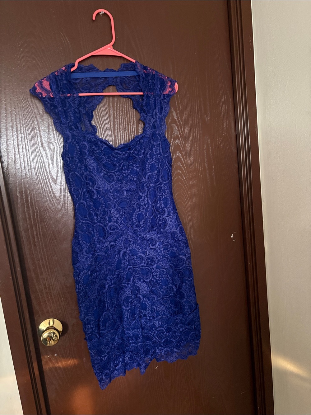 Nicole Miller Royal Blue Lace Cap-Sleeve Mini Dress